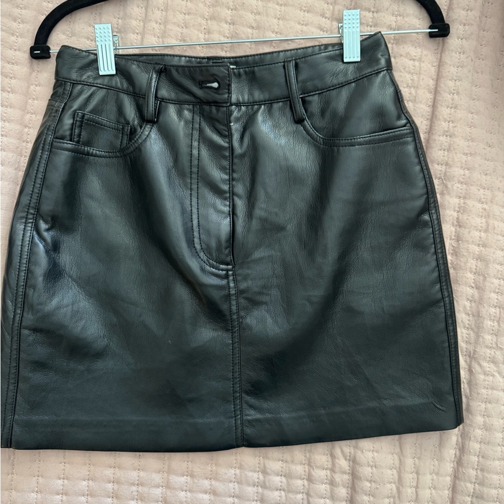 Wilfred Dark Faux Leather Mini Skirt